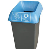 50L Recycling Bin with Blue Lid & Paper Logo  Adomoo